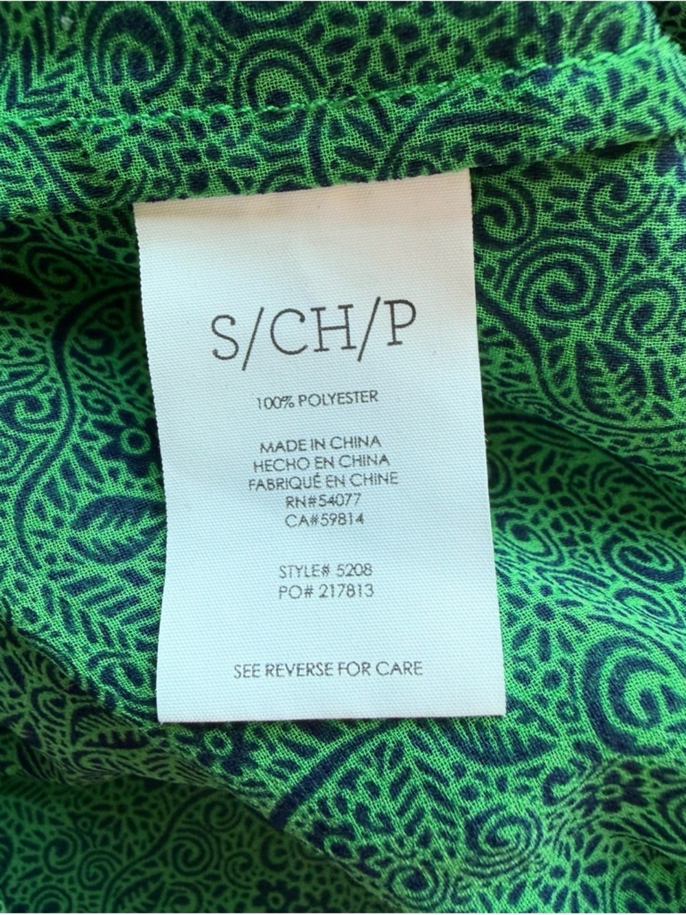 CAbi Green Paisley V-Neck Sheer Blouse Size S Lightweight Flowy Casual - Picture 5 of 14